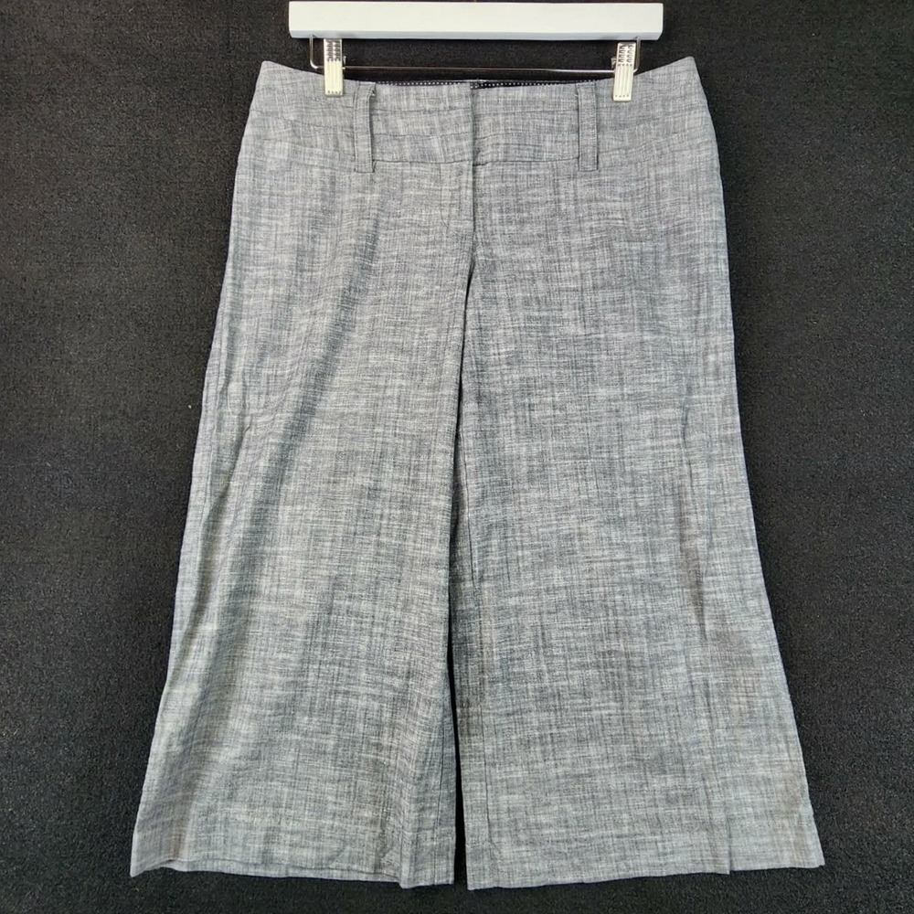 Maurices Wide Leg Cropped Pants Grey Women‎ 7/8 Textured Cotton Stretch Trousers